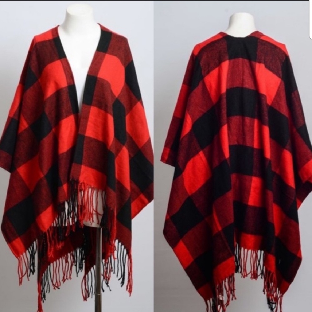 BLACK & RED PONCHO - Picture 3 of 3